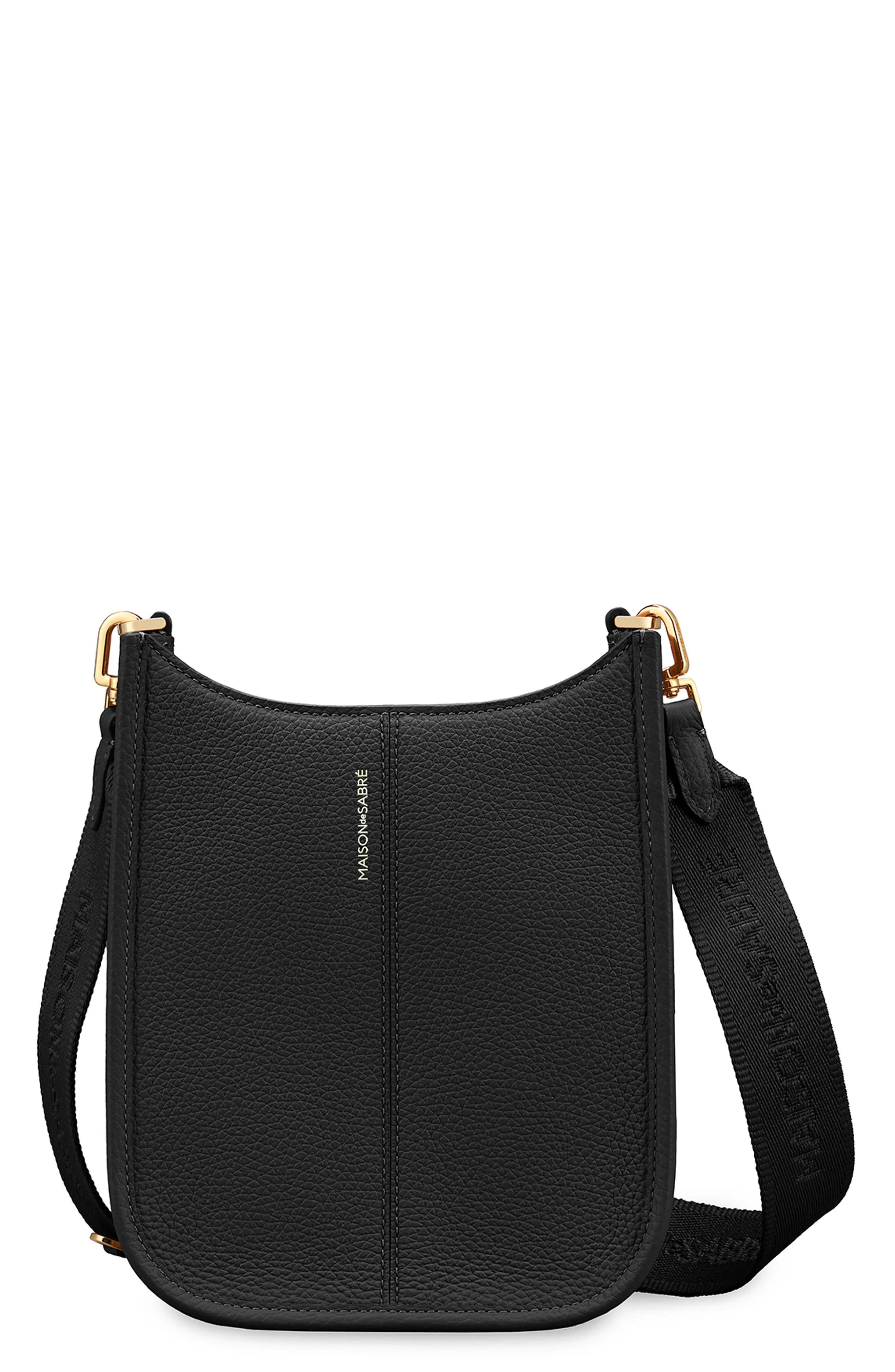 MAISON de SABRÉ Leather Mini Saddle Bag in Black Caviar at Nordstrom | Nordstrom