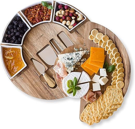 Cheese Cutting Board Set - Charcuterie Board Set and Cheese Serving Platter. US Patented 13 inch ... | Amazon (US)