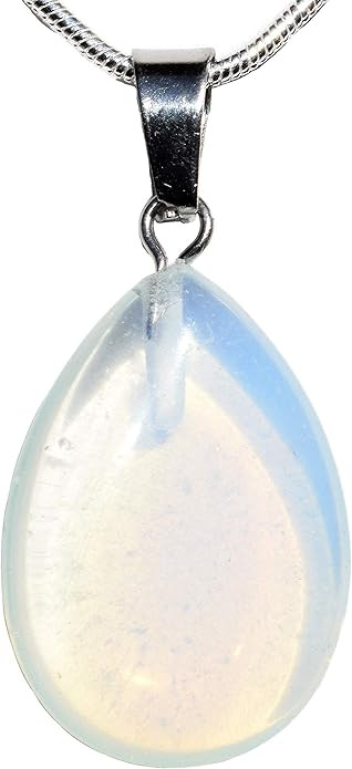 Zenergy Gems Charged Radiant Opalite Pendant + 20" Silver-plated Snake Chain & Selenite Heart Cha... | Amazon (US)