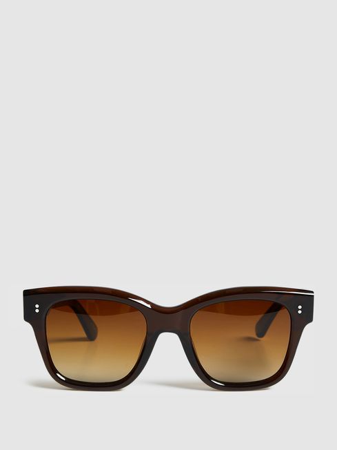 Reiss Brown Seven Chimi Large Frame Acetate Sunglasses | Reiss UK