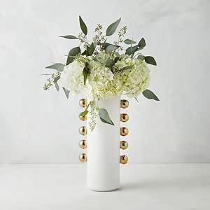 Z Gallerie Tall White Ceramic Bauble Pitcher Flower Vase - Tabletop Home Decor for Bookshelf, Ent... | Amazon (US)