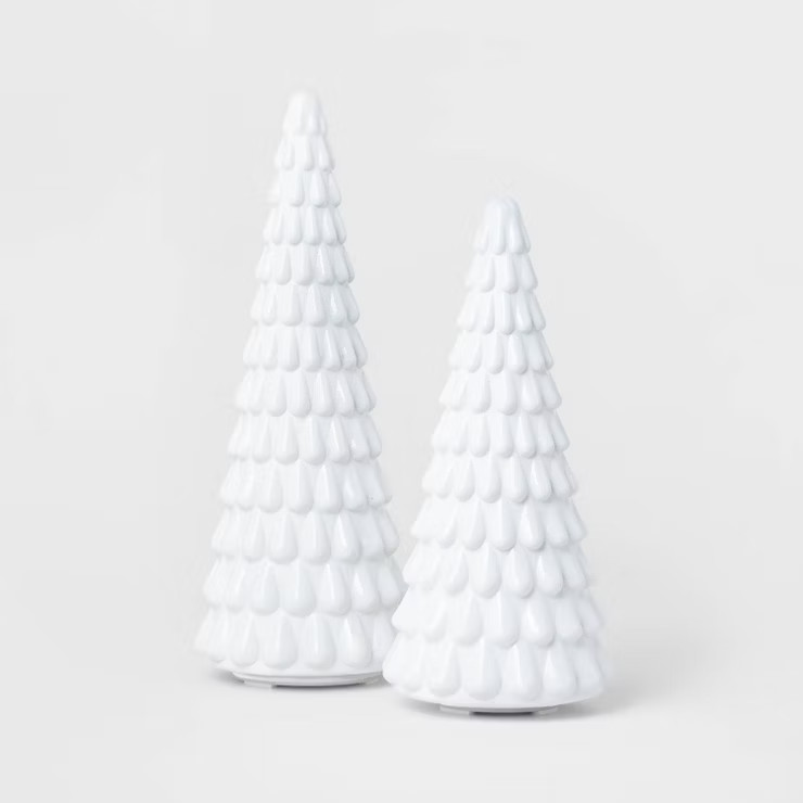 15" Lit Glass Christmas Tree Decorative Figurine White - Wondershop™ | Target