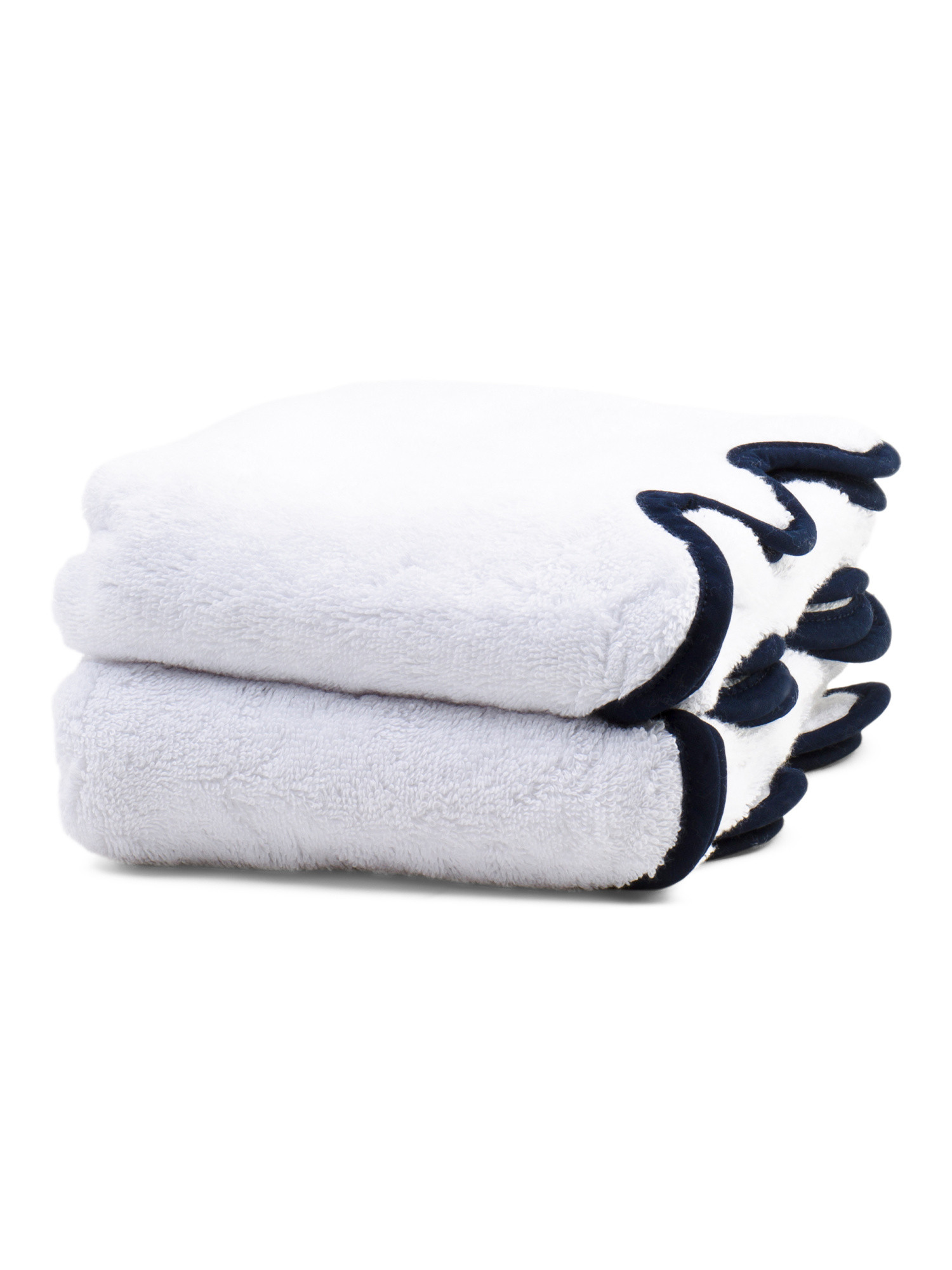 Made In Turkey Set Of 2 Cotton Scalloped Edge Hand Towels | Bed & Bath | Marshalls | Marshalls
