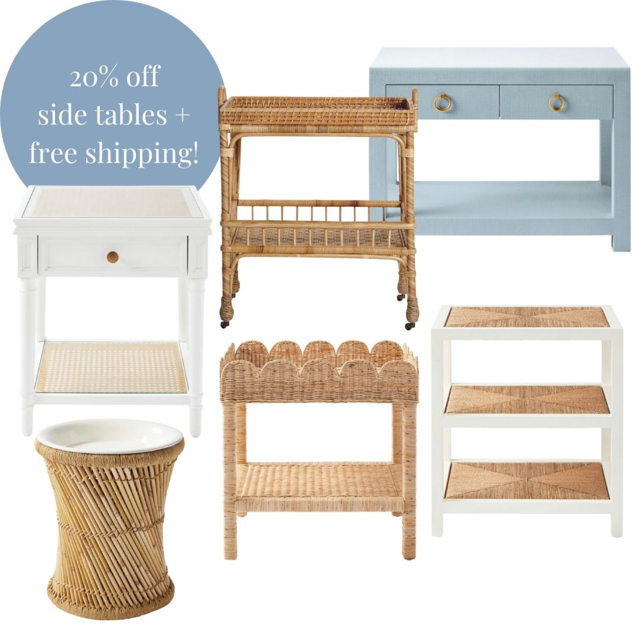 Coastal furniture, nightstand, side table, accent table, coastal home decor, scallop table, blue table, Serena and Lily, rattan, white nightstand



#LTKhome #LTKunder100 #LTKsalealert