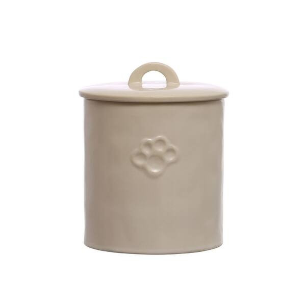 Debossed Stoneware Treat Canister with Paw Print - 4.9"L x 4.9"W x 6.0"H | Bed Bath & Beyond