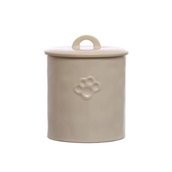 Debossed Stoneware Treat Canister with Paw Print - 4.9"L x 4.9"W x 6.0"H | Bed Bath & Beyond