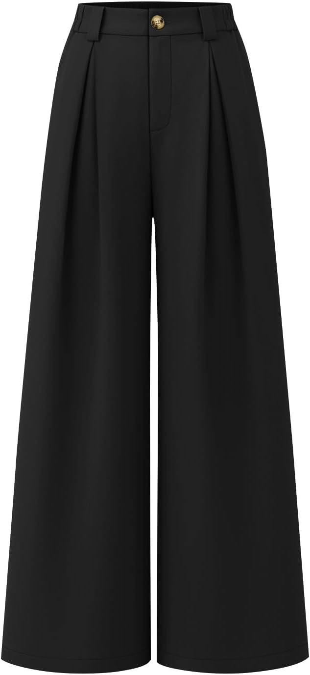 ZESICA Women's Wide Leg High Waisted Dressy Casual Pants | Pleated Palazzo Pant, Office Work Outf... | Amazon (US)