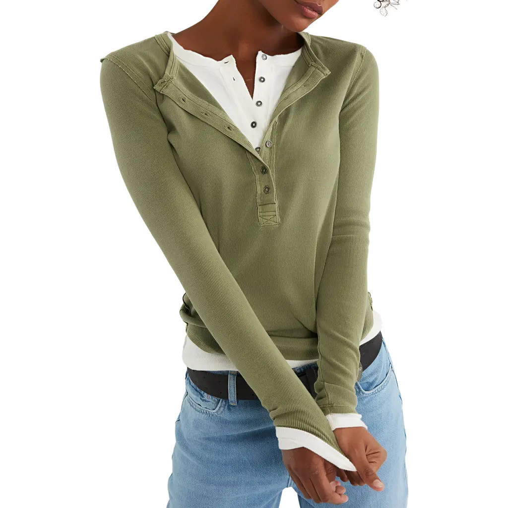 Free People We The Free Jamie Henley Top in Capulet Olive at Nordstrom, Size Large | Nordstrom