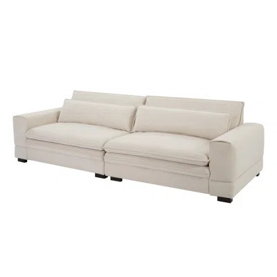 Mid-Century Modern Beige Upholstered Sofa Couch Timeless Design for Living Room, Bedroom & Home Offices Plush Cushions & Solid Wood Legs | Wayfair North America