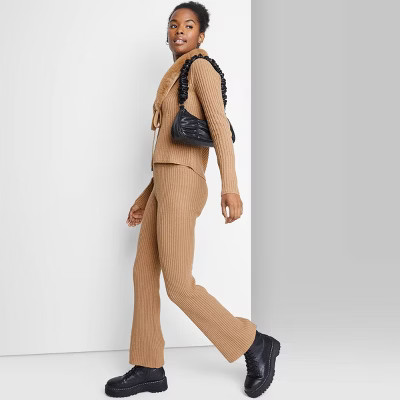 Women's High-Rise Ribbed Sweater Flare Pants - Wild Fable™ | Target