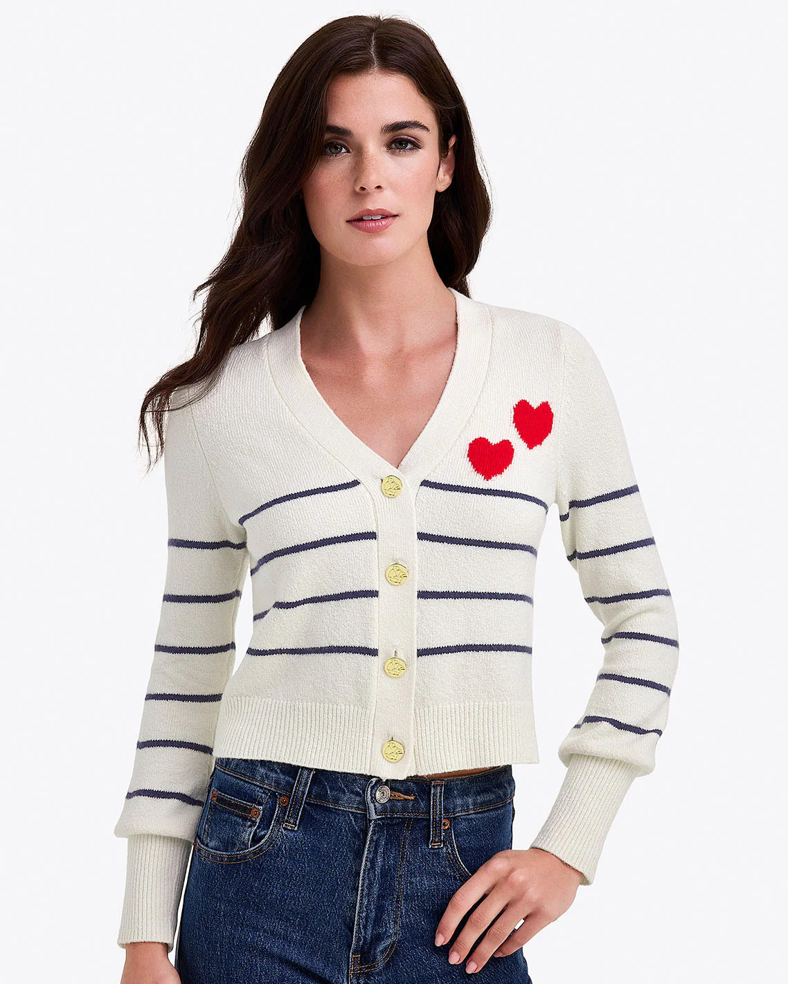 Stripe Heart Cardigan | Draper James (US)