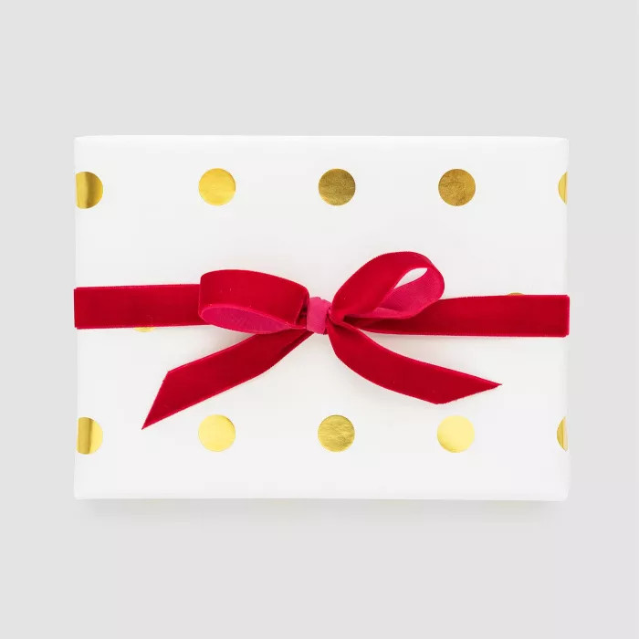 White with Gold Large Dots Gift Wrap, Single Roll - Sugar Paper™ | Target