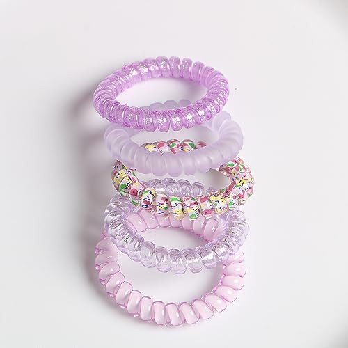 Spiral Coil Hair Ties for Women and Girls, No Crease Telephone Wire Cord Pack of 5, Elastic for T... | Amazon (US)