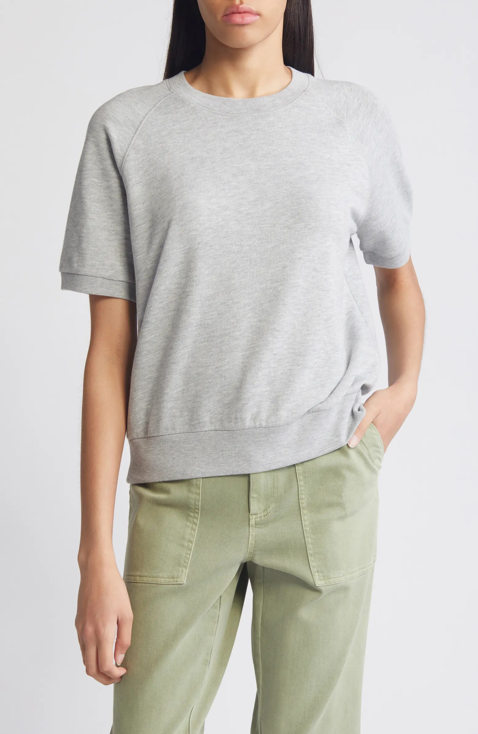 Short Sleeve Cotton Blend Sweatshirt | Nordstrom
