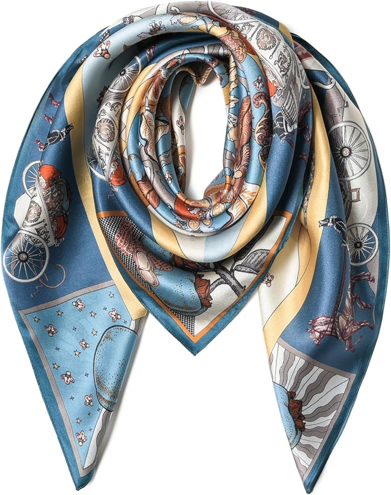 100% Pure Mulberry Silk Scarf 35" Large Square Lightweight Headscarf –Women’s Hair Wraps The ... | Amazon (US)