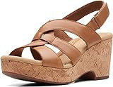 Clarks womens Giselle Beach Wedge Sandal, Tan Leather, 9.5 US | Amazon (US)
