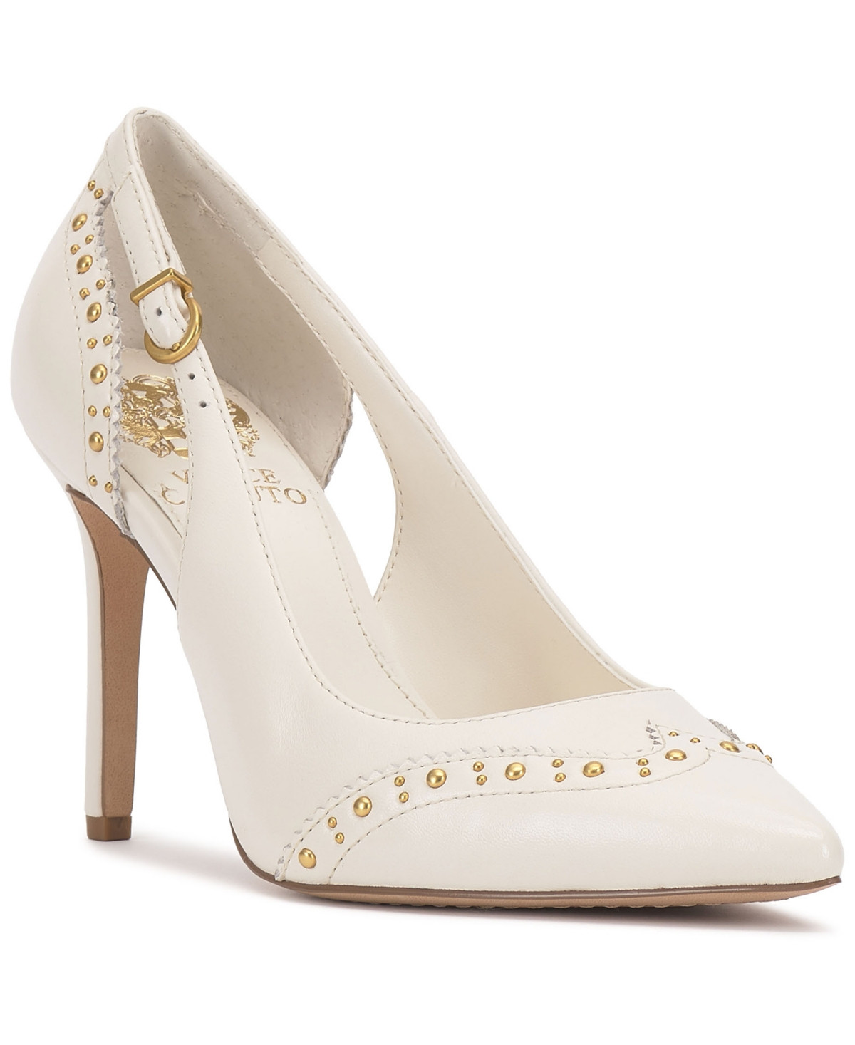 Vince Camuto Women's Hally Studded Pointed-Toe Pumps - Coconut Cream Leather | Macy's