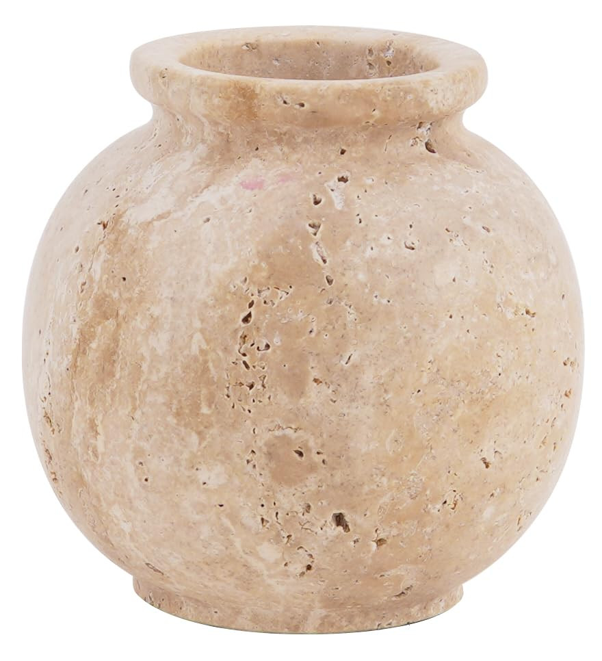 Marble Vase 5 Inch Handmade Travertine Flower Vase for Fresh & Dried Flowers, V, Pampas Grass & P... | Amazon (US)