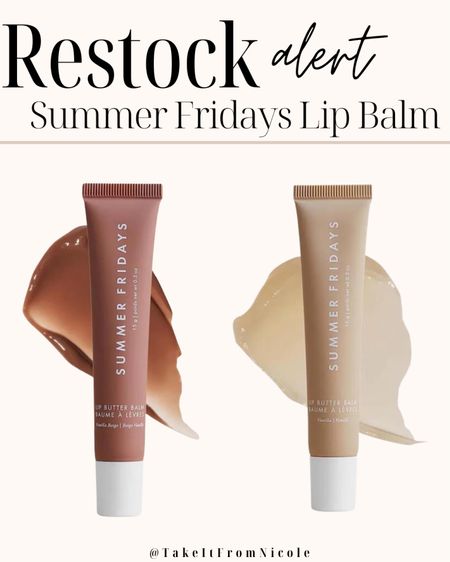 Amazon RESTOCK ALERT on these 2 colors of the viral Summer Fridays Lip Butter Balm! I love this stuff; the formula is SO good. More color payoff than other tube balms (for the ones with color) and it’s super hydrating. 

#LTKFindsUnder50 #LTKBeauty #LTKFindsUnder100