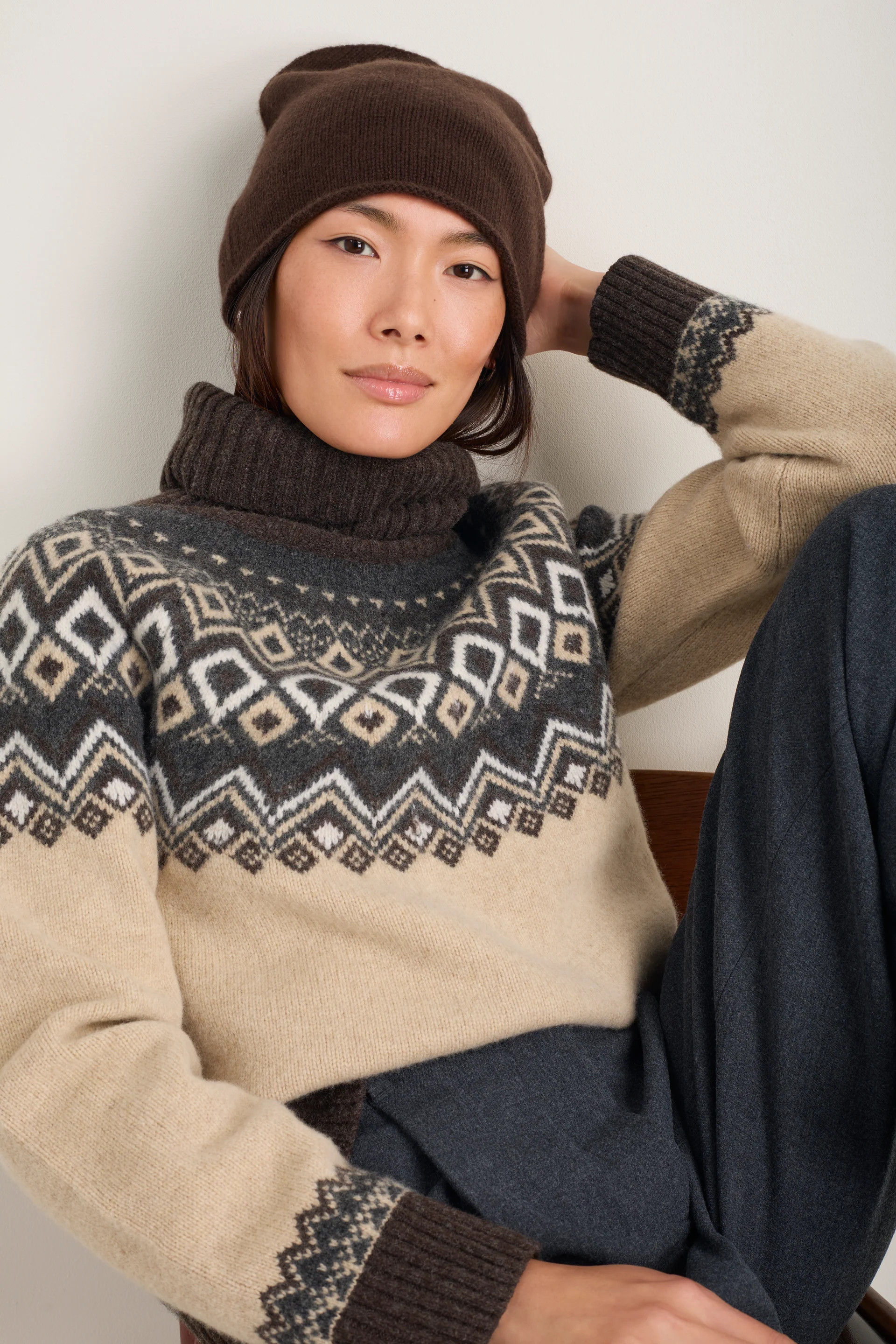 Mathilde Cashmere Hat - Cocoa | WYSE London