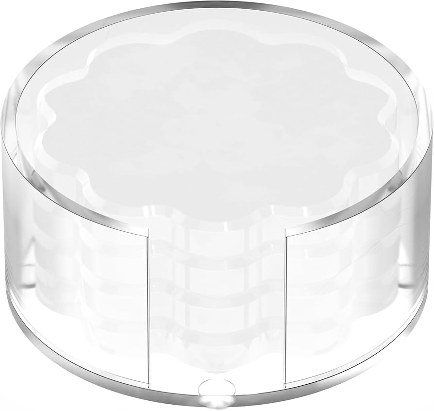 Scalloped Acrylic Drink Coaster Set 4‑Pack with Holder – White Minimalist Beverage Coasters, ... | Amazon (US)