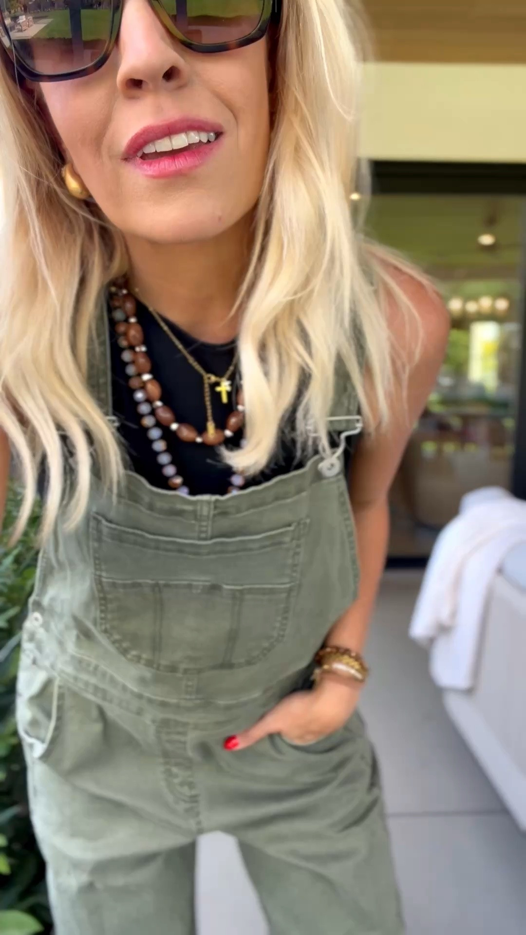 Totally sold on these new overalls from Walmart. I love the green for fall! I did a small