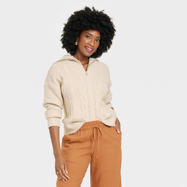 Women's Quarter Zip Sweater - A New Day™ | Target