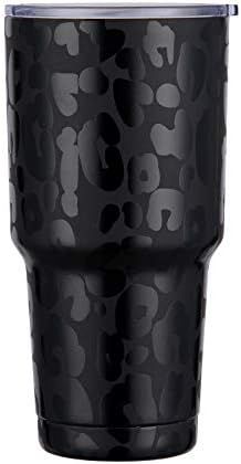 30oz Stainless Steel Tumbler,Matte Black Leopard Cheetah Print Insulated Tumbler,Light Weight Cof... | Amazon (US)
