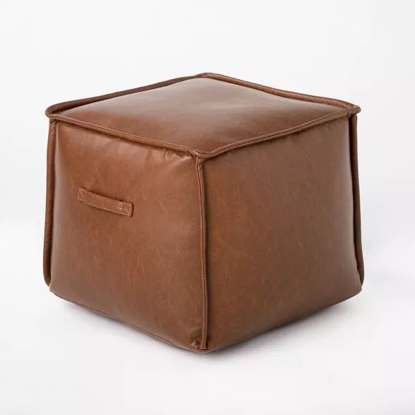 Evanston Leather Cube Pouf - Threshold™ Designed With Studio Mcgee : Target | Target