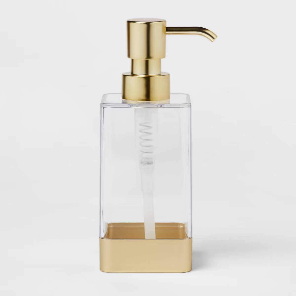 Square Soap/Lotion Dispenser Gold/Clear - Room Essentials™: Plastic Handwash Accessory, 460ml C... | Target