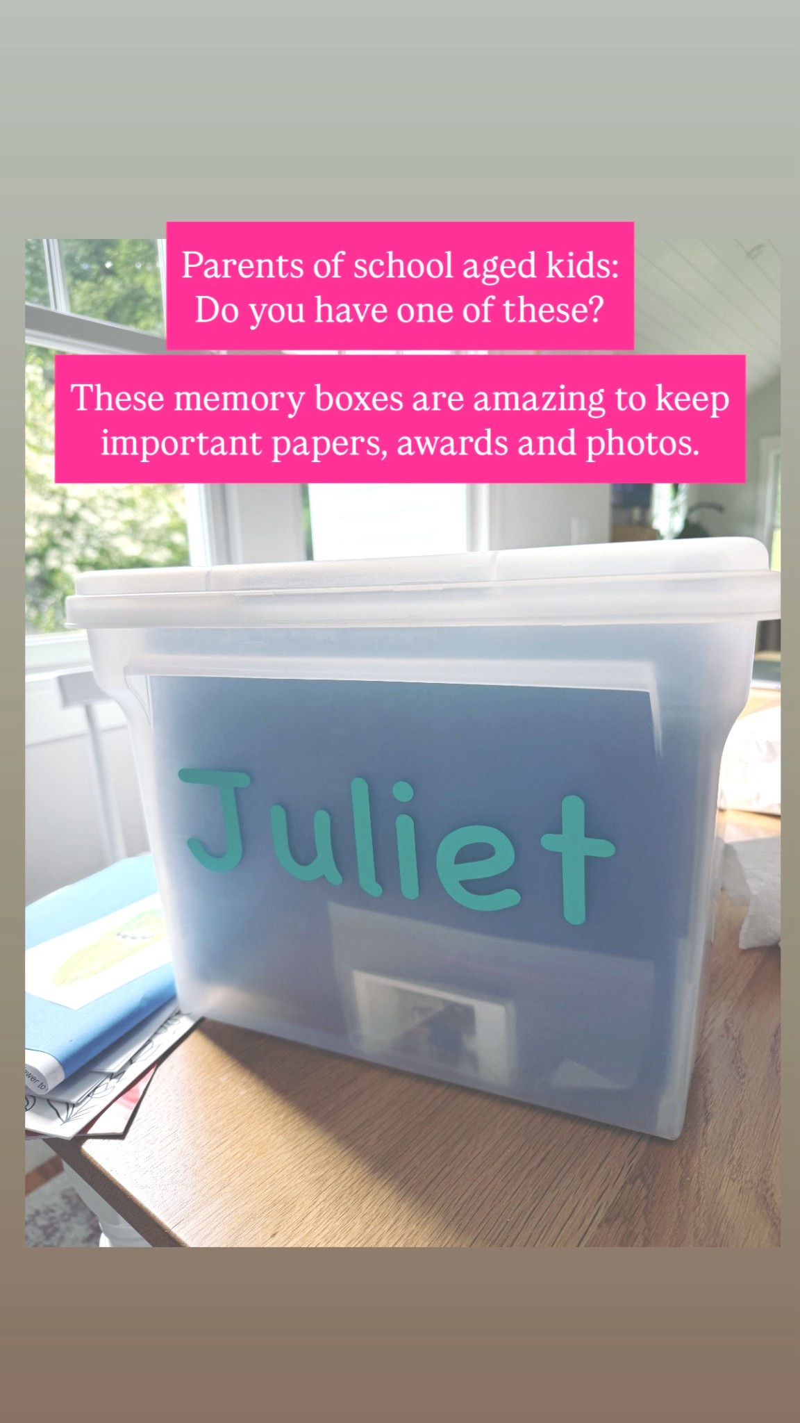 From preschool through high school, save the important stuff — photos, awards, “about me” essays. Simply buy a box of hanging files and a file box and you have yourself a school time capsule!

#LTKFamily #LTKKids