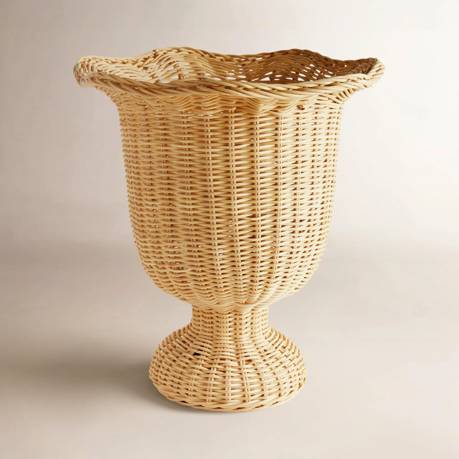 Woven Fitrit Rattan Scalloped Edge Footed Urn in Natural | Wayfair North America