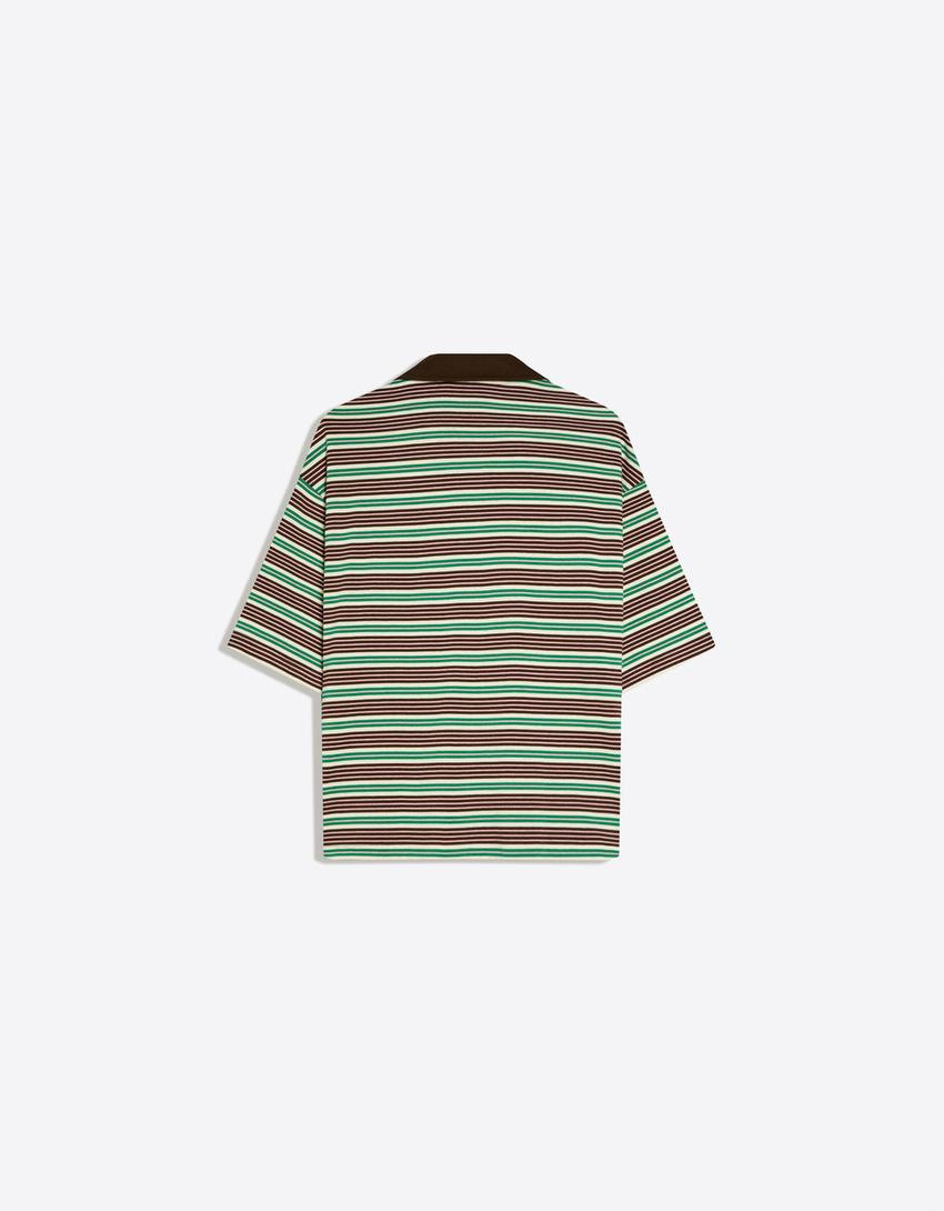 Embroidered stripe short sleeve polo shirt - T-shirts - Men | Bershka UK