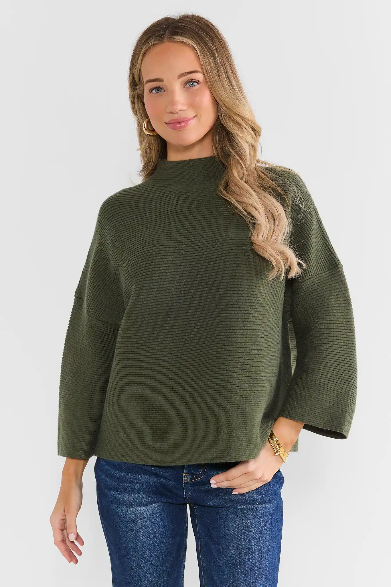 Olive Mock Neck Sweater | Avara