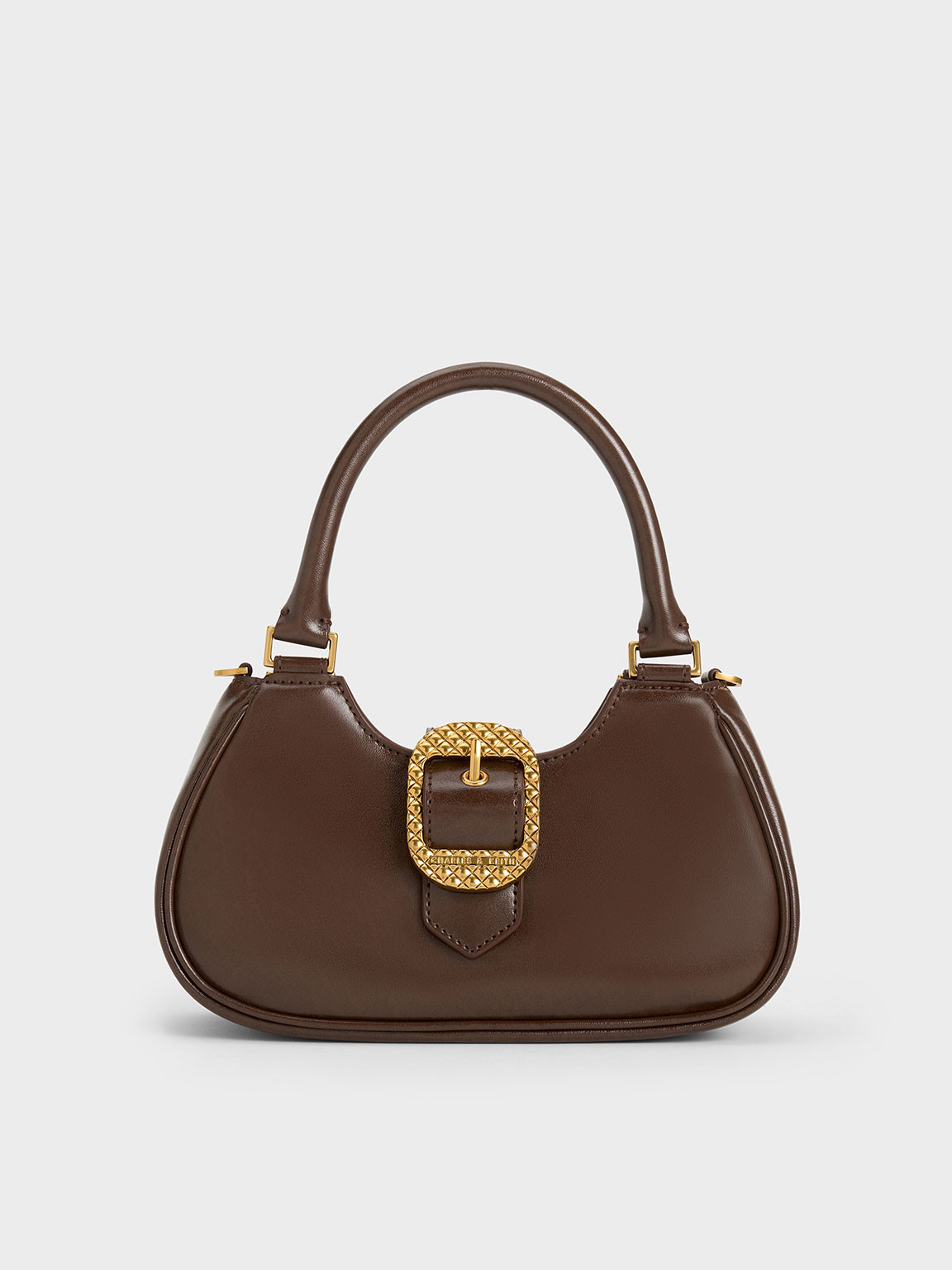 Avis Belted Top Handle Bag
 - Dark Brown | Charles & Keith US