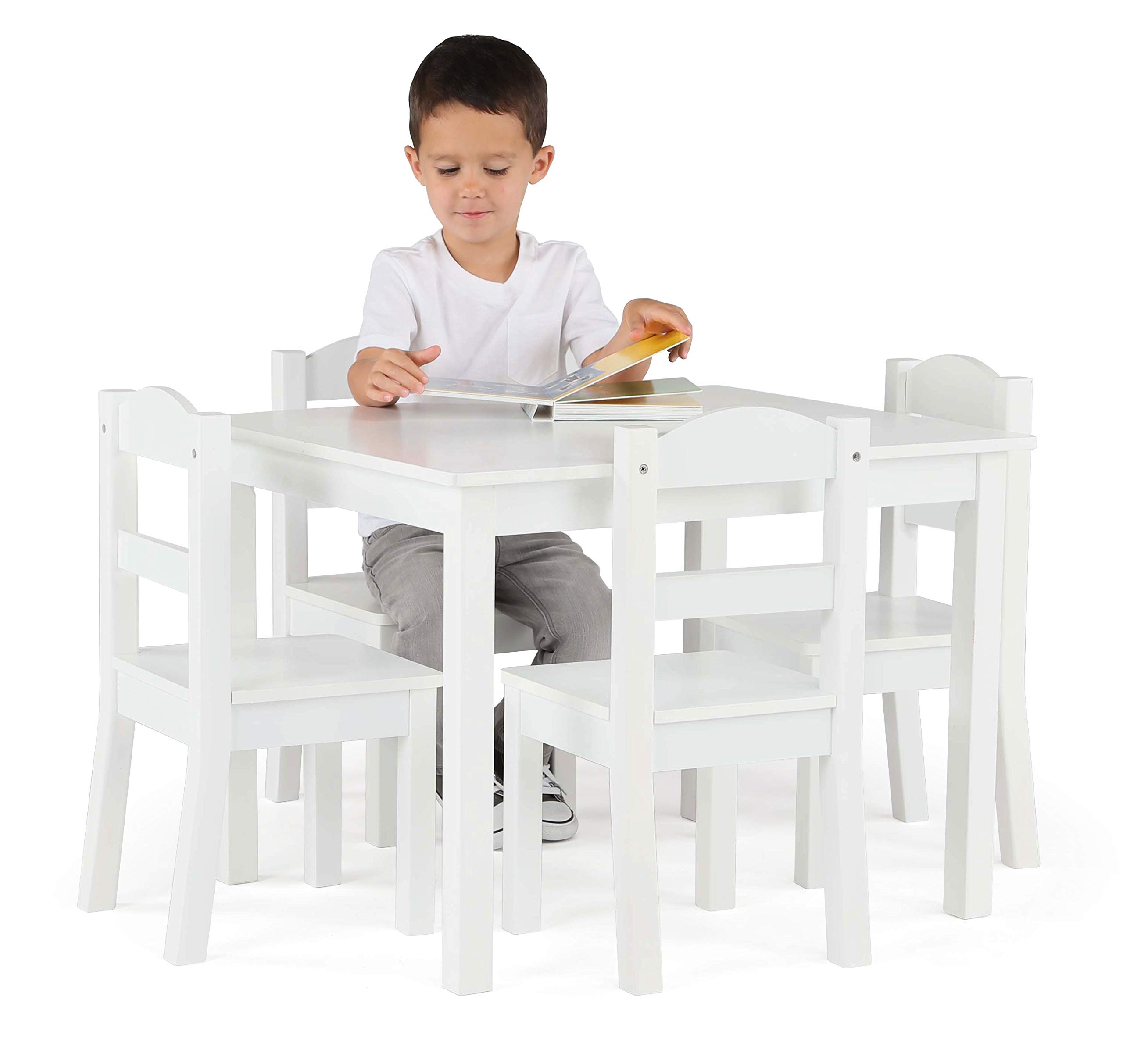 Humble Crew, White Kids Wood Table and 4 Chairs Set | Amazon (US)