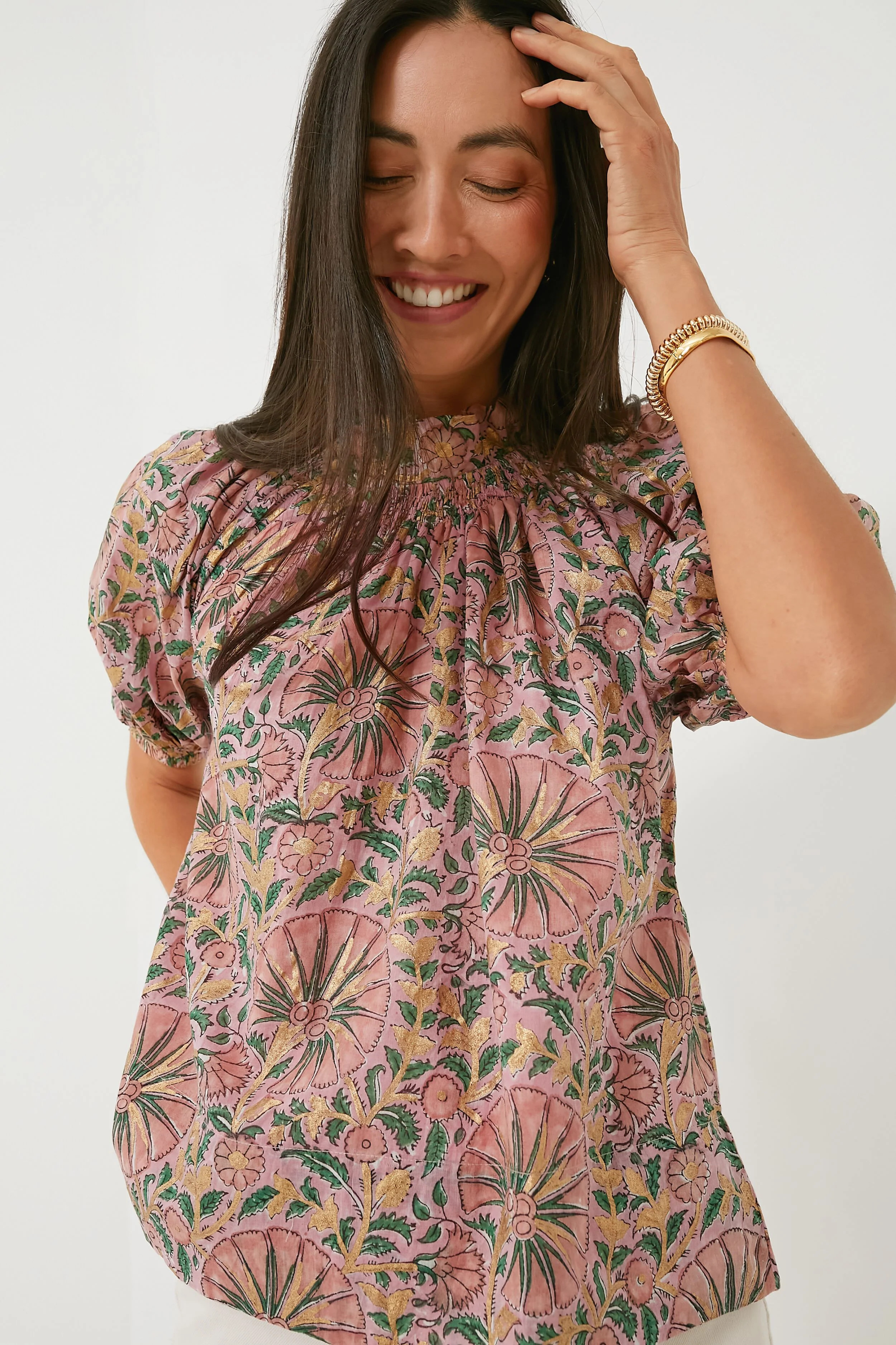 Rose Ankara Smocked Neck Top | Tuckernuck (US)