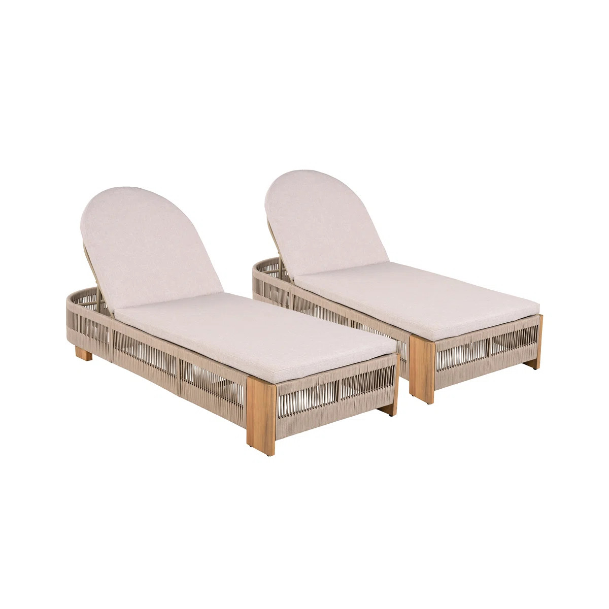 Outdoor Chaise Lounge Chair, Acacia wood Pool Chair with Adjustable Backrest and Cushion, Outdoor... | Wayfair North America