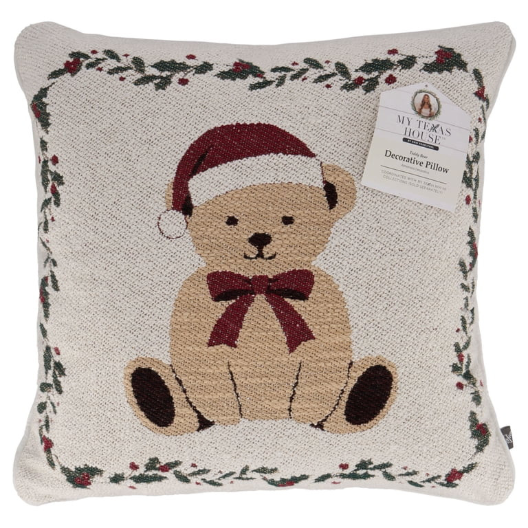My Texas House Teddy Bear Decorative Christmas Pillow, Multicolor, 18" x 18" | Walmart (US)