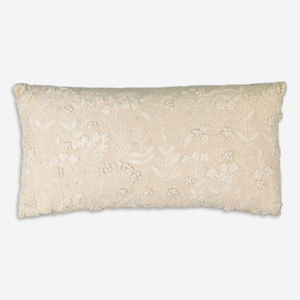 Ivory Woven Embroidered Cushion 60x58cm | TK Maxx