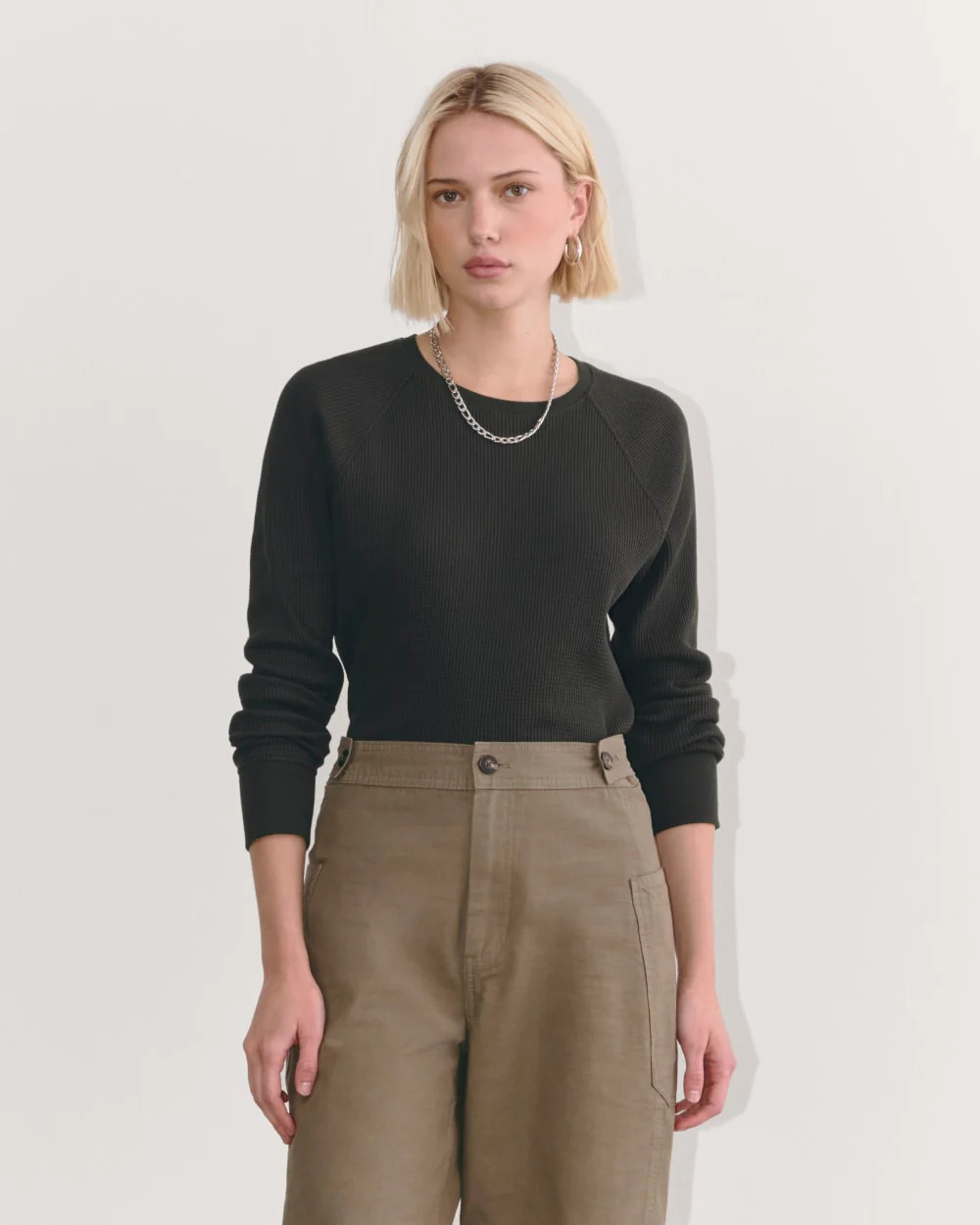 Waffle Crew Neck Tshirt in Black, Cotton | Everlane