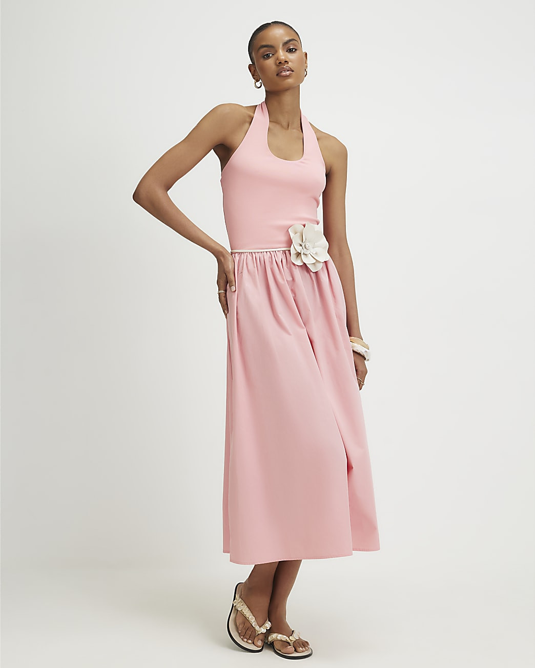 Pink Halter Neck Maxi Dress | River Island UK & IE