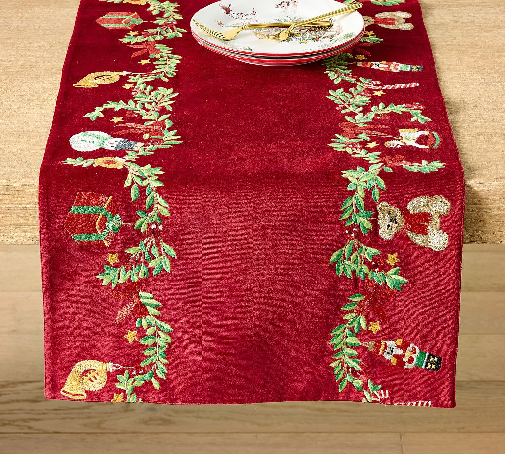 Nostalgic Christmas Icon Velvet Table Runner | Pottery Barn (US)