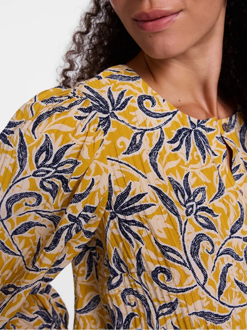 Scenario Women's and Women's Plus Blouse with 3/4-Length Puff Sleeves, Sizes XS-4X | Walmart (US)