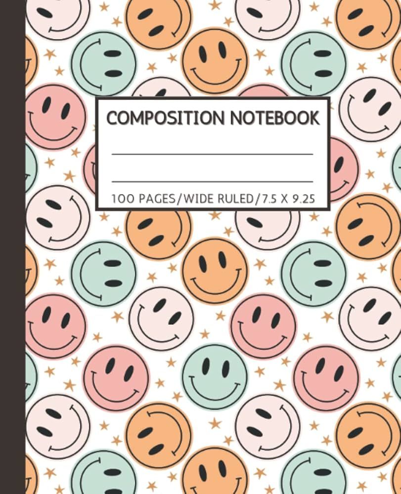 Composition Notebook Wide Ruled: Smiley Faces Aesthetic Preppy Notebook | Cute Composition Notebooks | Amazon (US)