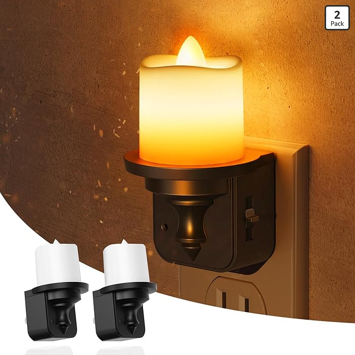 L LOHAS LED Candle Night Light, Amber Night Lights Plug into Wall, Flameless Candle Nightlight wi... | Amazon (US)