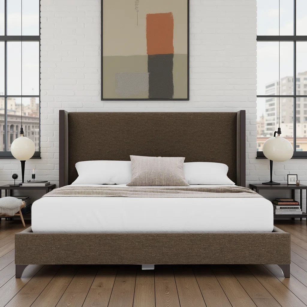 Megan Upholstered Wood Wing Plain | Wayfair North America