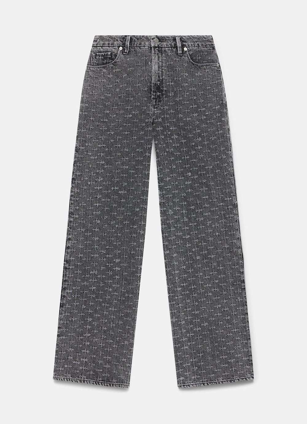 Grey Textured Diamante  Wide Jeans | Mint Velvet