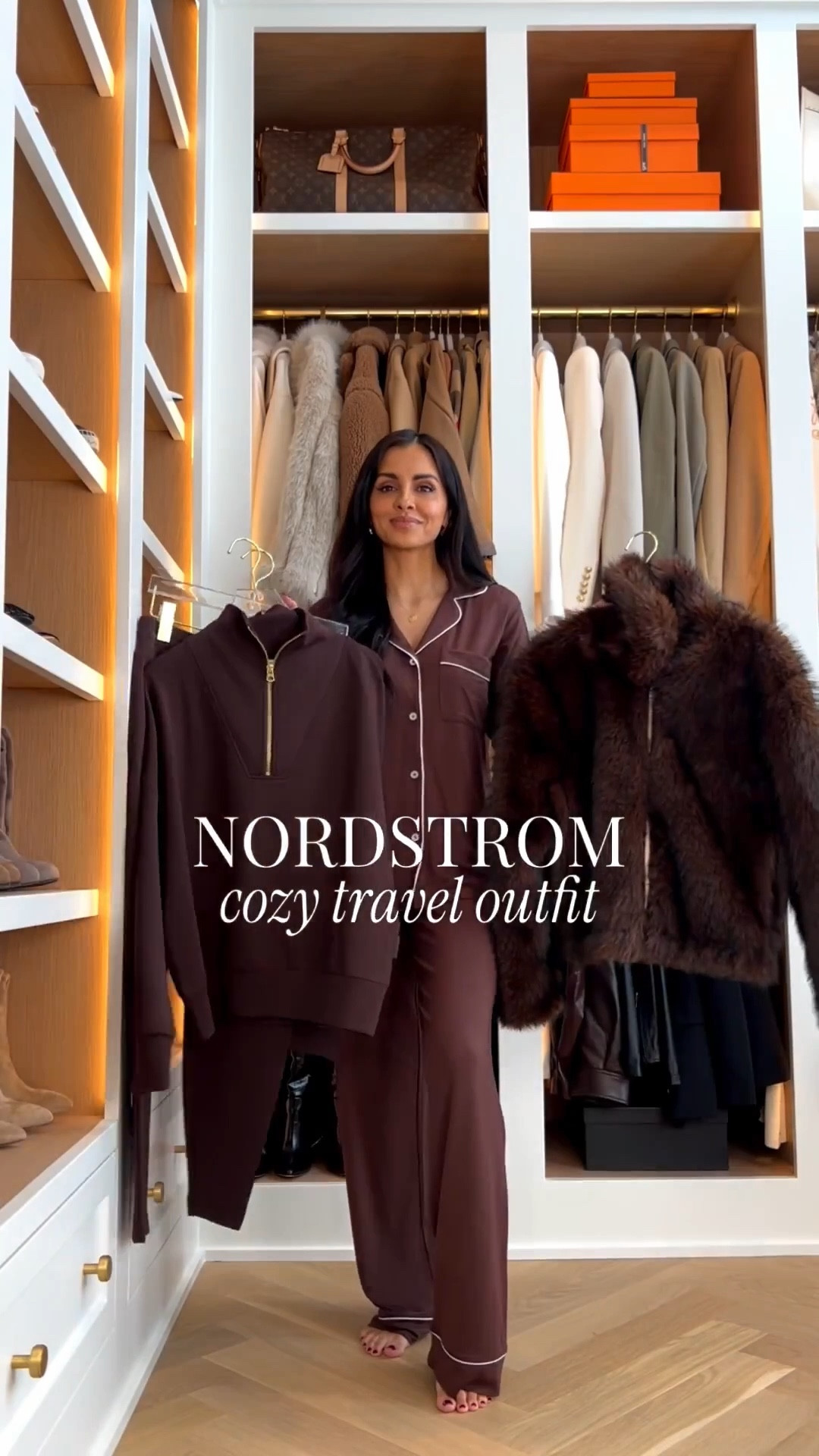 Cozy yet chic travel outfit from
Nordstrom
Wearing an XS in Varley set and and XS in faux fur coat - under $150! 
Ugg slippers run TTS

#LTKTravel #LTKSeasonal #LTKmomlife