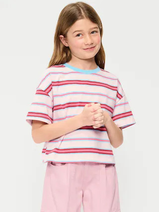 Oversized Short-Sleeve Cropped T-Shirt for Girls | Old Navy (US)
